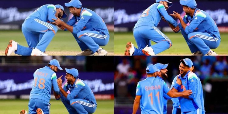 सामन्यात अक्षरचे पाय धरण्यासाठी विराटने घेतली धाव!