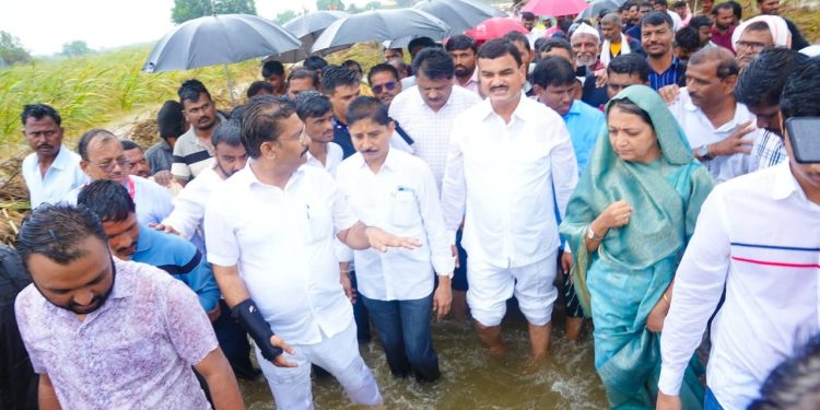 सोलापूरमध्ये अतिवृष्टीचे थैमान, भर पावसात कृषी मंत्री दत्तात्रय भरणे यांचा पाहणी दौरा!